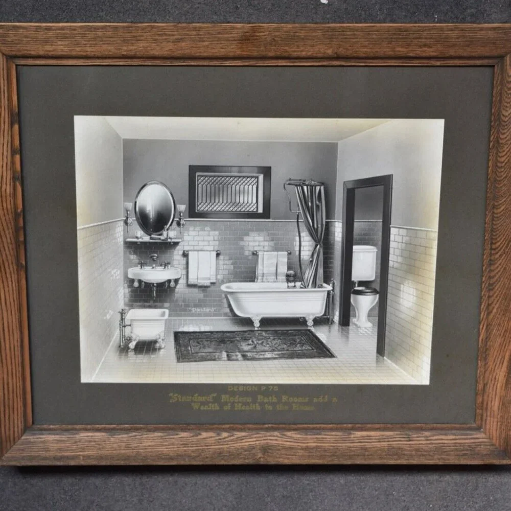 Standard Sanitary Plumbing Store Display Sign Factory Framed Sink Sitz Bath Tub